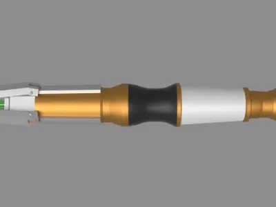 Screwdriver gold and connector Low-poly 3D model