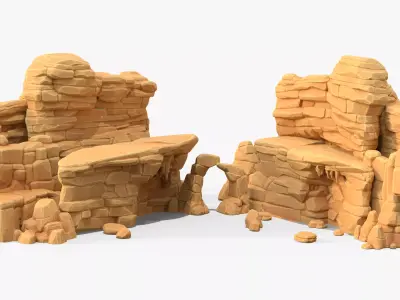  Stylized SandStone Rock Pack Low-poly 3D model