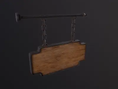Wooden Sign 3D Model Low-poly 3D model