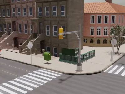 City Low-poly 3D model Low-poly 3D model