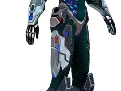 Low Poly Woman Cyborg Trooper Low-poly 3D model