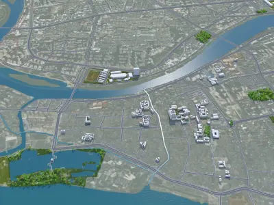 Jieyang Guangdong Province China 55km Low-poly 3D model