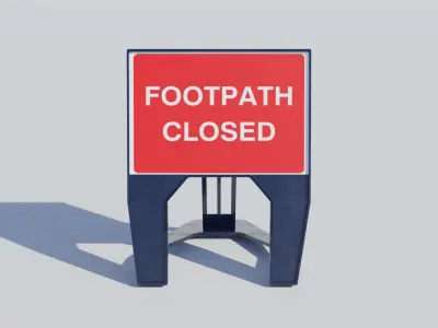 Low poly Temporary Footpath Signs Low-poly 3D model
