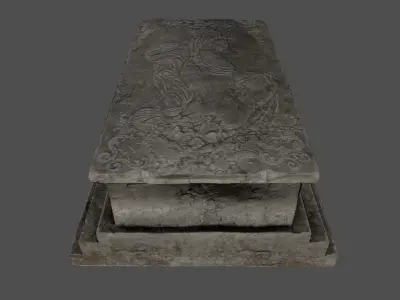tomb 3 stone coffin Low-poly 3D model