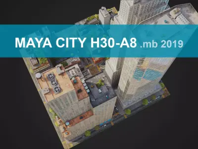 Realistic City District H30-A8 MAYA Low-poly 3D model