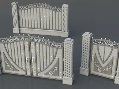 Gates-Fences-Doors Collection - 45 pieces 3D model