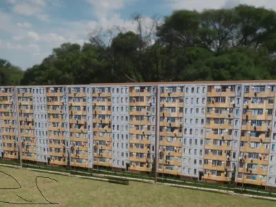 Balkan Apartment Block Model LowPoly Game Ready Free low-poly 3D model