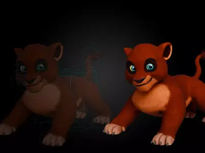 Lion Cubs Pack Part 2 - Stylized And Rigged Characters Low-poly 3D model