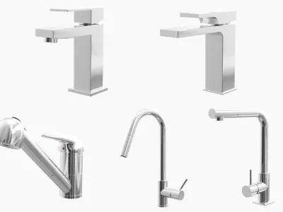 Fixtures - Kitchen Bathroom Faucet Pack B Low-poly 3D model