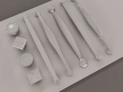 cabinet door handle set01 3D model