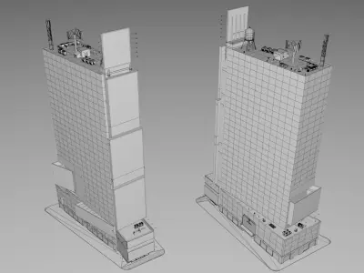 Realistic NYC Times Square 6 Buildings Collection Pack Low-poly 3D model