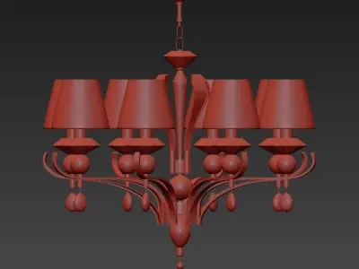 SMUSSO chrome chandelier with crystal shades 3D model