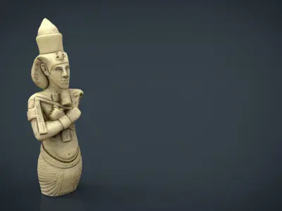 Akhenaten egyptian statue of person Low-poly 3D model