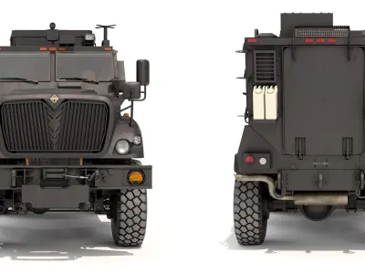  Armored Police Rescue Vehicle Black Rigged for Maya 
