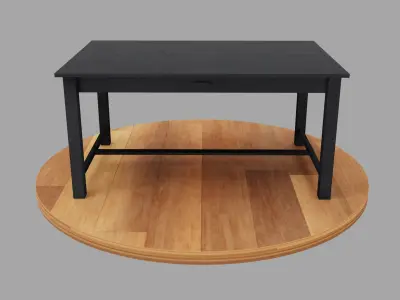 Simple Wooden Study Table with Drawer - Black Wood Free low-poly 3D model
