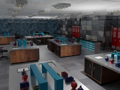 Laboratory Interior Low-poly 3D model