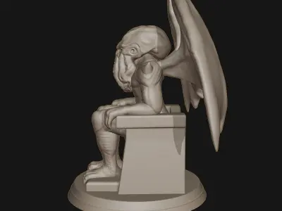 Cthulhu statue of demon with wings 3D print model
