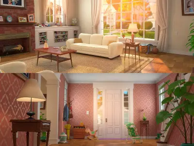 Cartoon Hall Living Room 3D model