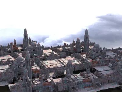 Sci fi city Blocks with Domes  3D model