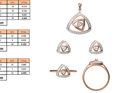Light wt Ring Earrings Pendant set stl jcd 1-render details 3D print model 34