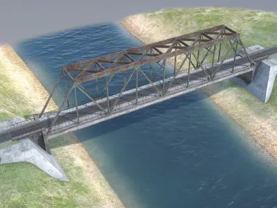 RW Bridge Vologda-II mono ferma Low-poly 3D model