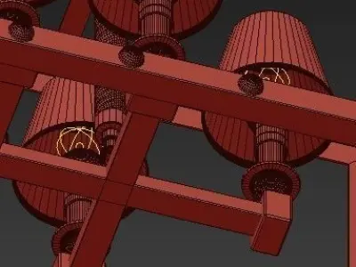 LOFT1176 six light chandelier in brass with shades 3D model