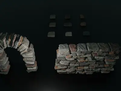cut boulder Low-poly 3D model
