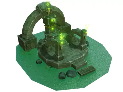 Creepy Well Altar Animated Low-poly 3D model