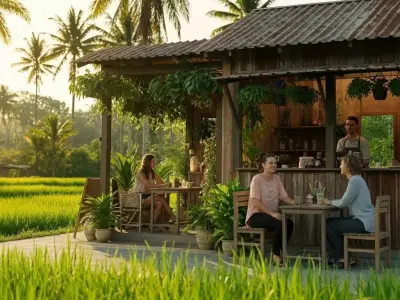 Rust Metal Tropical Coffee Kiosk Pavilion Low-poly 3D model