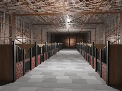 Horse Stable Low-poly 3D model