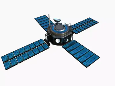 Satellite H05 Steel Blue - SciFi Space Design Low-poly 3D model