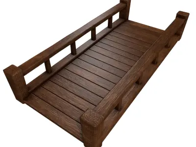 Fantasy Wooden Bridge Low-poly 3D model