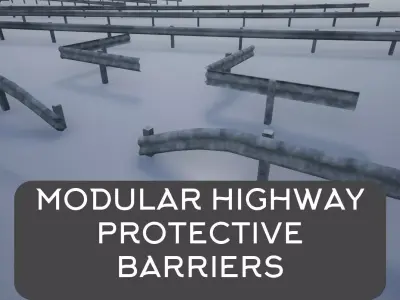 Modular Highway Protective Barriers Low-poly 3D model