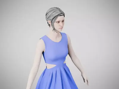 Dress 33 Very Light Blue Low-poly 3D model