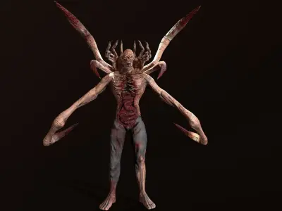 Mutant2 demon with long claws Low-poly 3D model