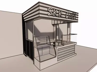 Modern Modular Coffee Kiosk 3D model