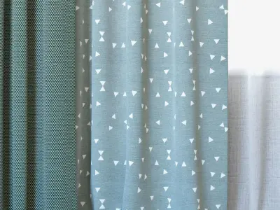 Curtains 43 Curtains with Tulle Novum and Ottoman  3D model