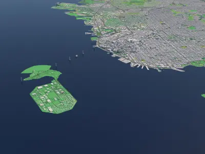 San Francisco California USA 25x25km City Map 3D model