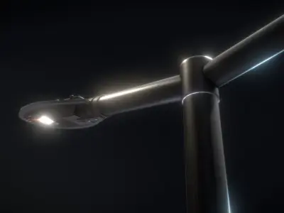 Sci-Fi Street Light 14 version 2 3m with pole 3 Low-poly 3D model