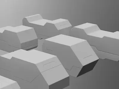 341 Sci Fi Pieces Hard Surface Kitbash Set Low-poly 3D model