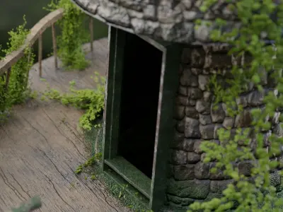 old Watch Tower in woods Low-poly 3D model