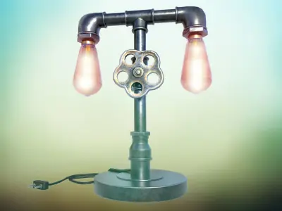 Metal lamp Sci fi PBR  game ready Low-poly 3D model