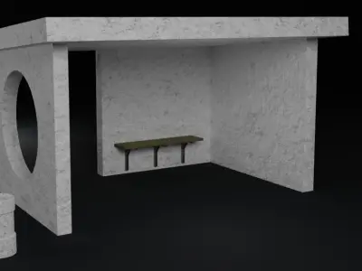 Bus stop Low-poly 3D model Low-poly 3D model