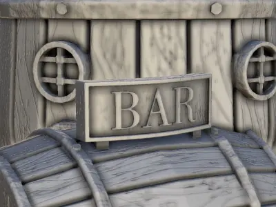 Barrel-shaped island bar 6 3D print model