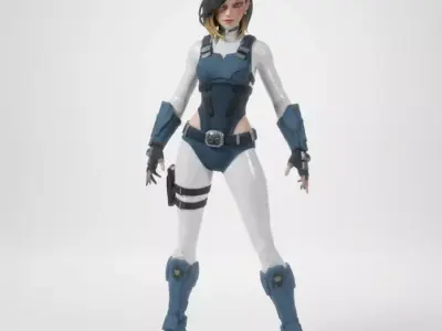 Stylized Sci-Fi Female Operative - Tactical Character Low-poly 3D model