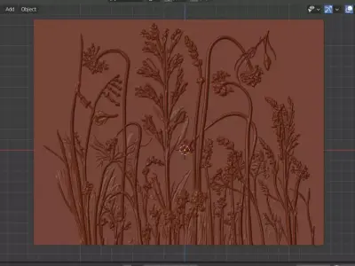 Modern Flower Relief Panel Wall Decor Set STL Mural CNC 370 3D model