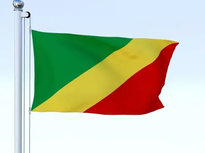 Animated Republic of the Congo Flag Low-poly 3D model