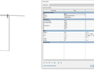 Sliding door interior - Full parametric Revit Family  Free low-poly 3D model