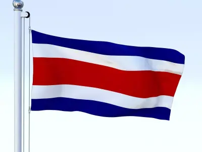 Animated Costa Rica Flag Low-poly 3D model