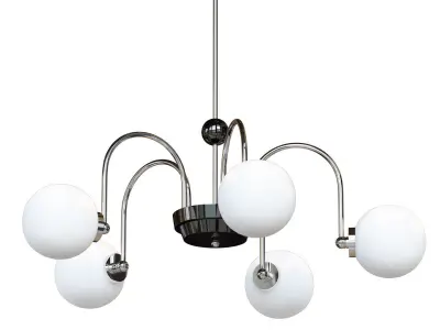 Modern Chrome Chandelier with White Glass Shade 3D model